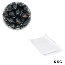 Black Olives with Herbs, wholesale in vacuum-sealed bags of 5 kg.