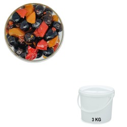 Spicy Black Olives, wholesale in a 3 kg bucket.