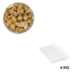Green Olives with Garlic, wholesale distribution in vacuum-sealed bags