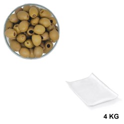 Olives Vertes Dénoyautées, vente en gros en sachet sous vide de 4 kg.