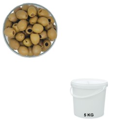 Pitted Green Olives, wholesale in a 5 kg bucket.