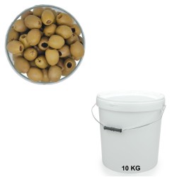 Pitted Green Olives, wholesale in 10 kg buckets.