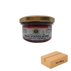 Crème d'Olive Noire Piment & Herbes, Carton 24x90g pour Professionnels