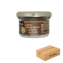 Crème d'Olives Noires au Cajou à la Truffe, Carton 24x90g pour Pro