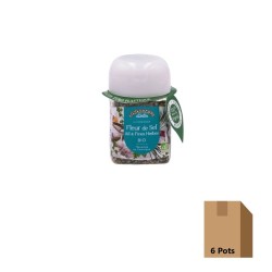 Fleur de sel de Camargue Ail et Fines Herbes Bio, Carton de 6 Pots