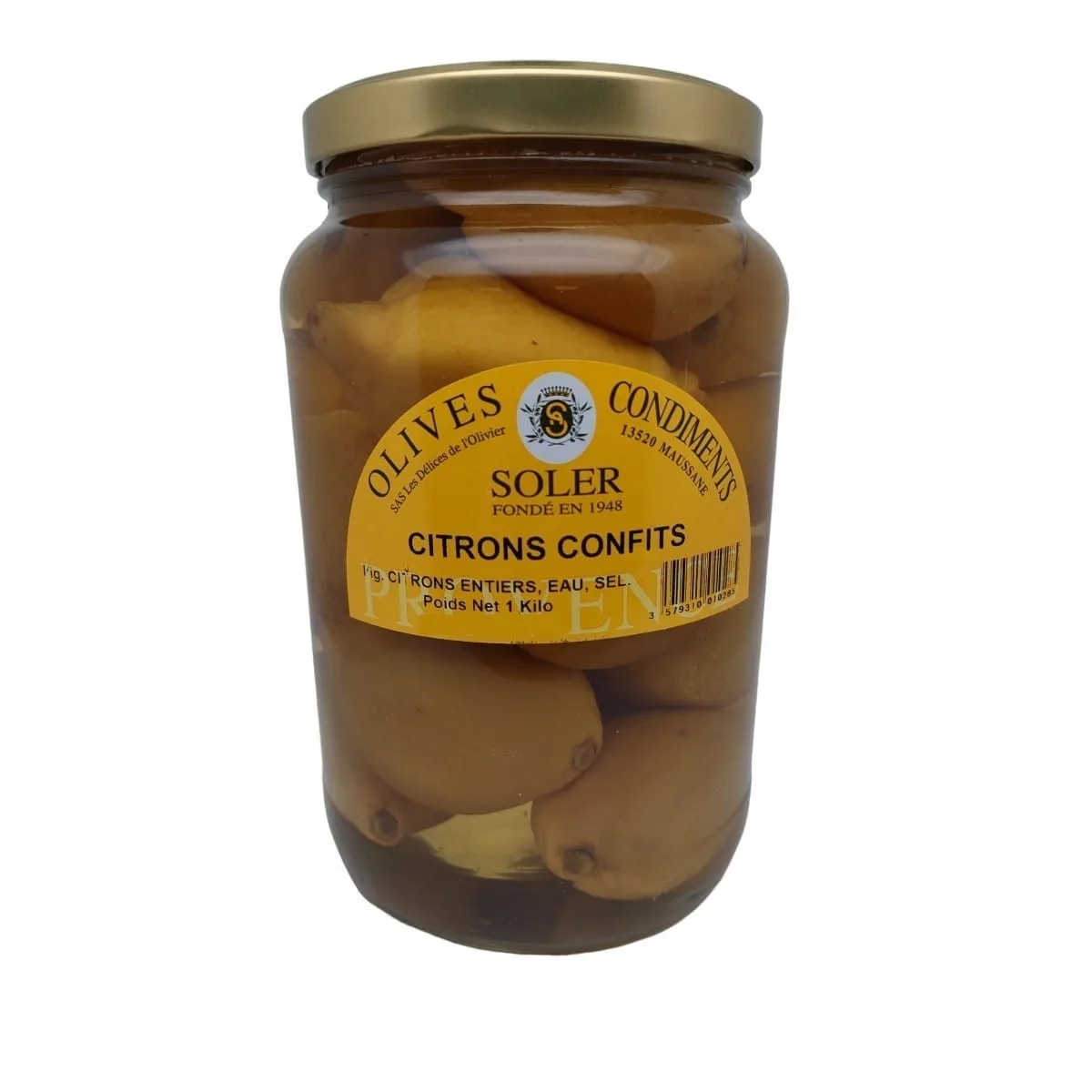 Citrons confits en bocal en verre, poids net 1 Kg