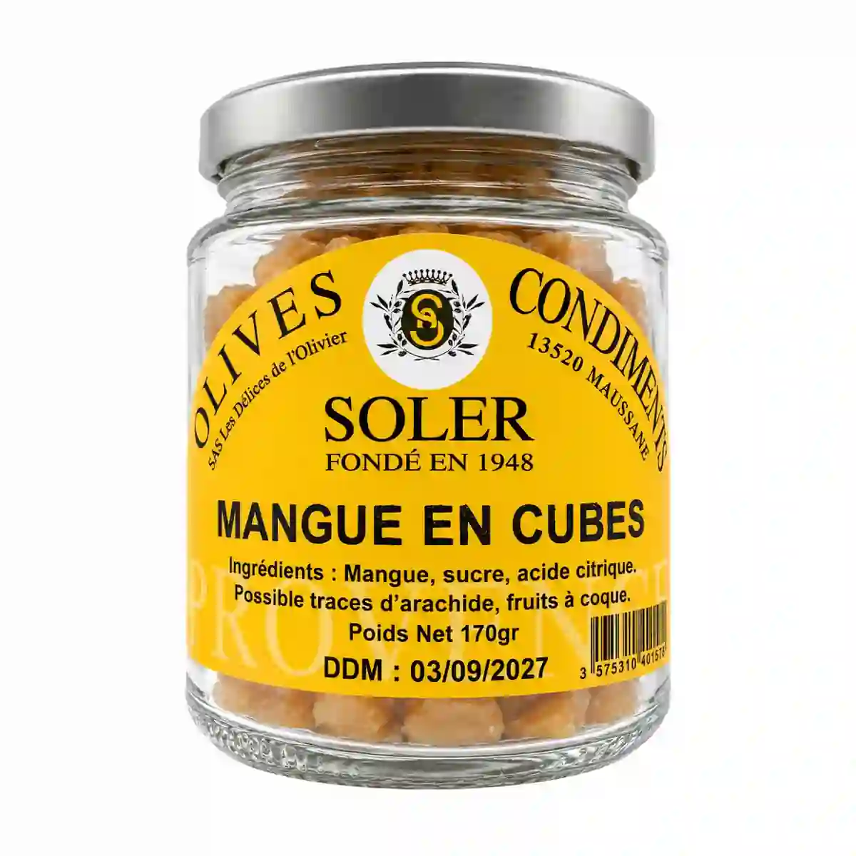 Mangue en cubes en bocal