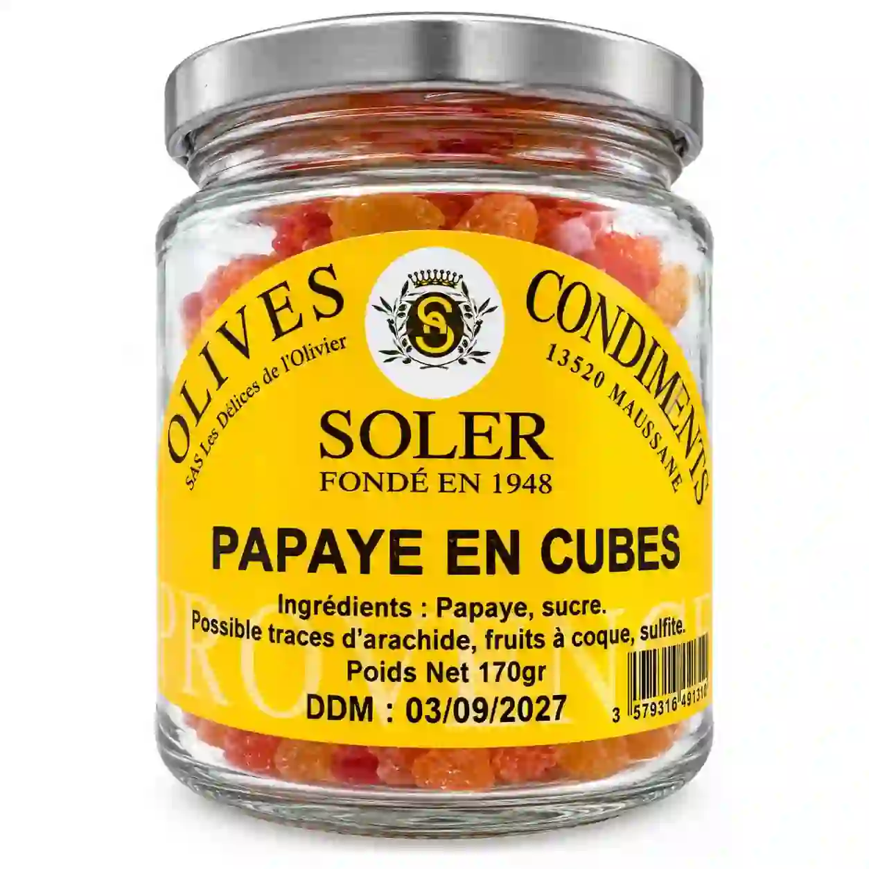 Papaye en cubes en bocal