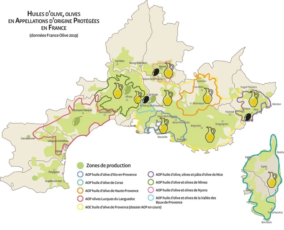 Les AOP olives et huiles d'olive en France
