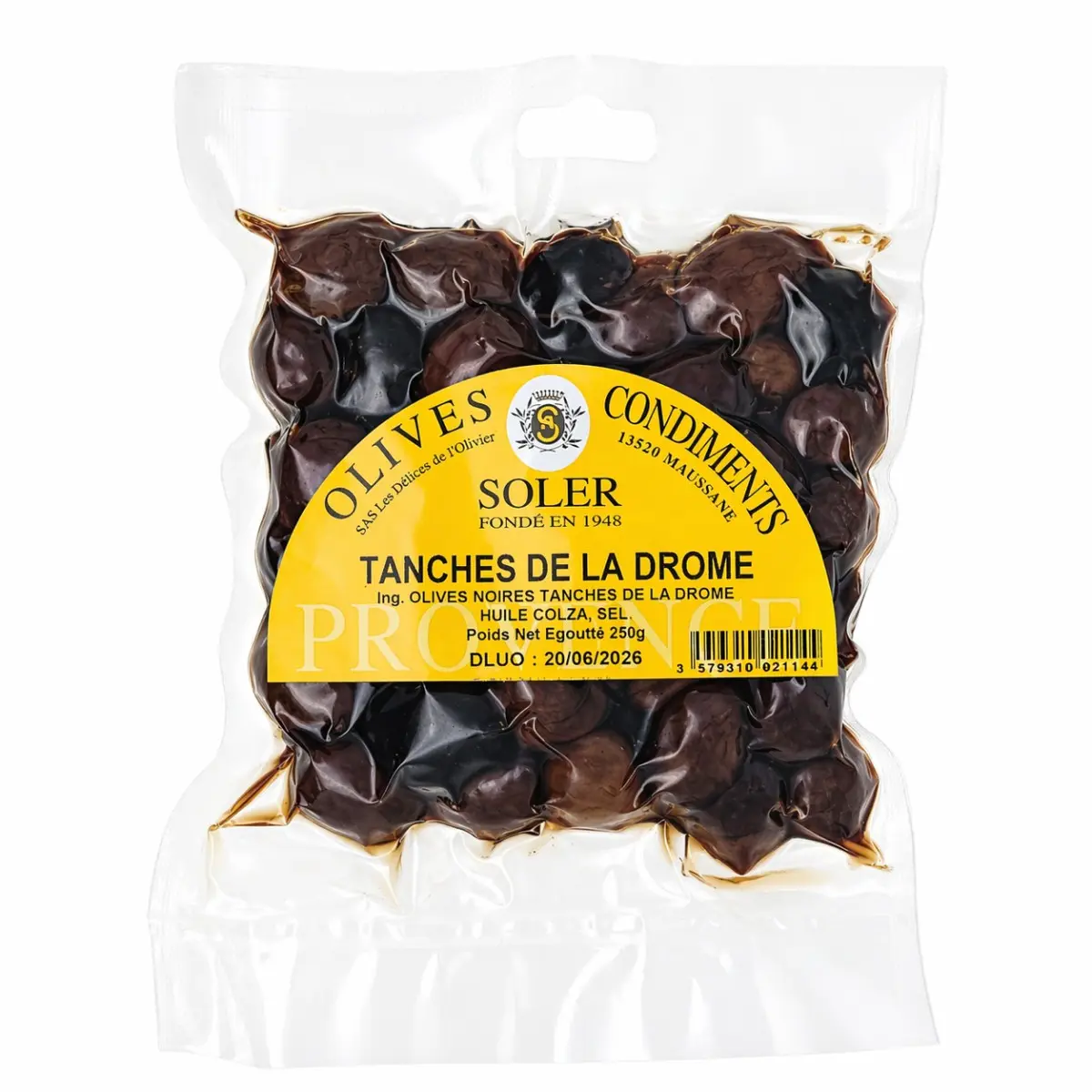 Olives Tanches de la Drôme en sachet sous vide de 250 g